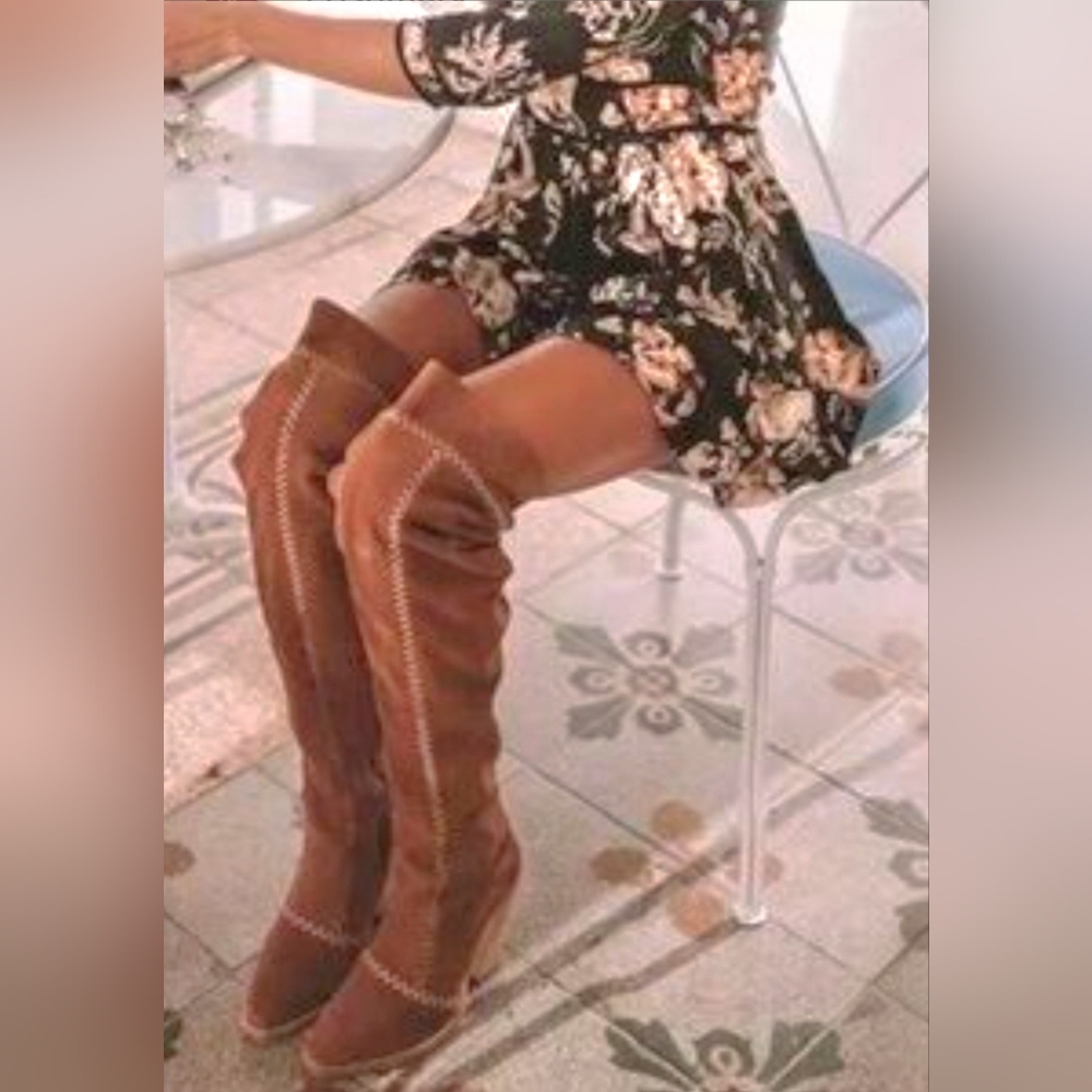 Spell & The Gypsy Zephyr Tan Over the Knee Boots Size 40 NEW - Picture 7 of 13